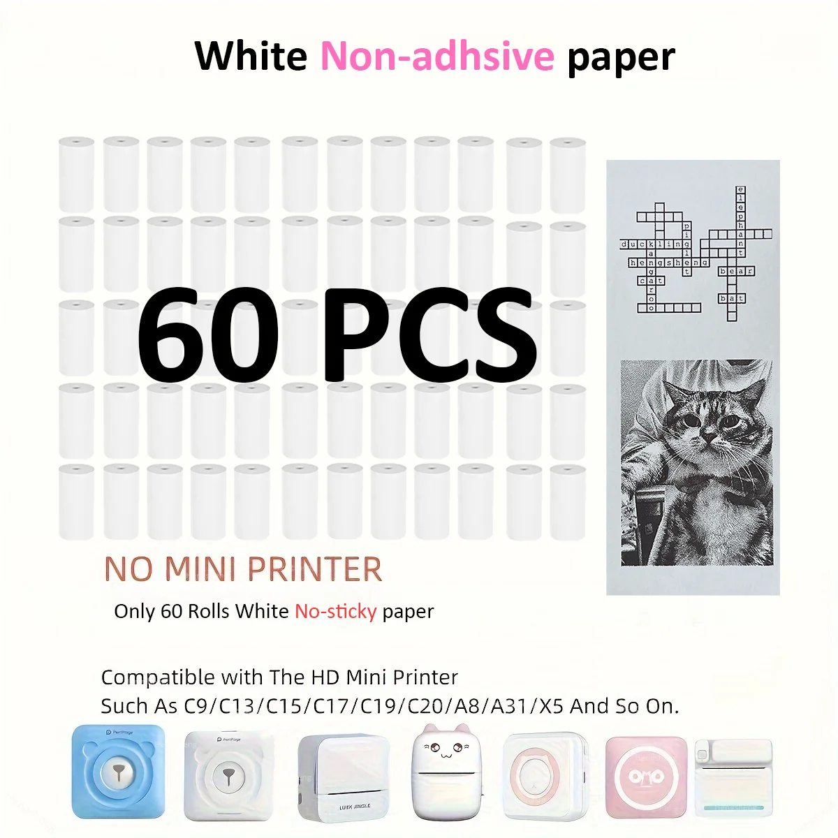 60 Rolls Kids Instant Camera Refill Print Papier Film Coreless Thermische Print Voor 57 Mm Draagbare Kassa Mobiele Printer