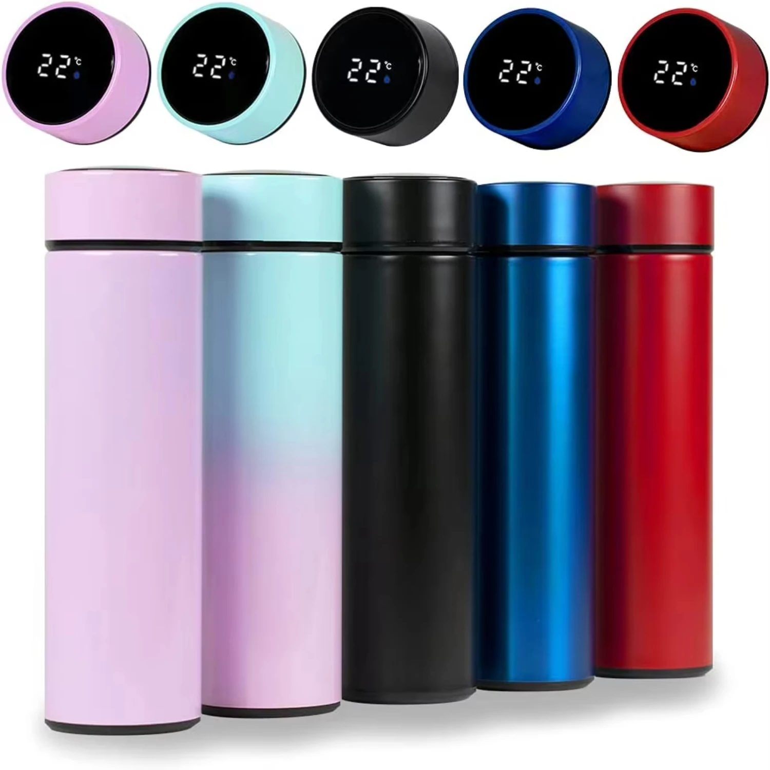 

2pcs Wholesale Logo 500ml Smart Thermos with Temperature Water Bottle with Printing Logo Packaging Business Gift Box