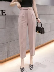 Office Lady Elegant Pencil Pants New 2022 Spring Korean Style All-match Straight High Waist Women Ankle-length Pants W1069