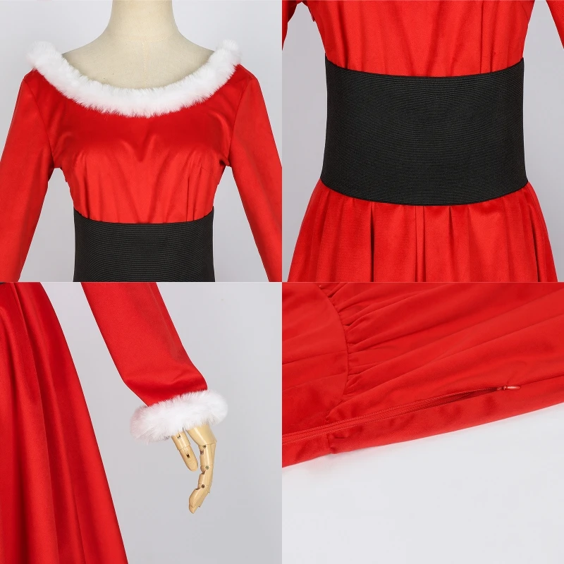 السيدة كلوز ملكة جمال سانتا تأثيري حلي المرأة عيد الميلاد زي حفلة تنكرية الأحمر لعب الأدوار وتتسابق Takerlama في الأوراق المالية #6