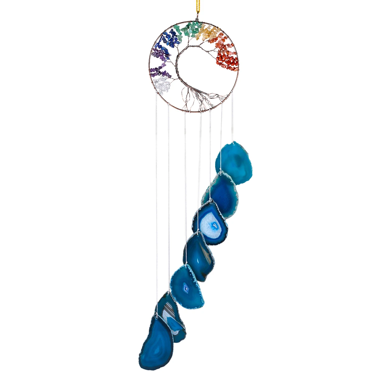 Imagem -02 - Chakra Life Tree Wind Chimes Fatias de Ágata Cura Reiki Ornamentos Pendurados para Janela Decoração de Casa 7