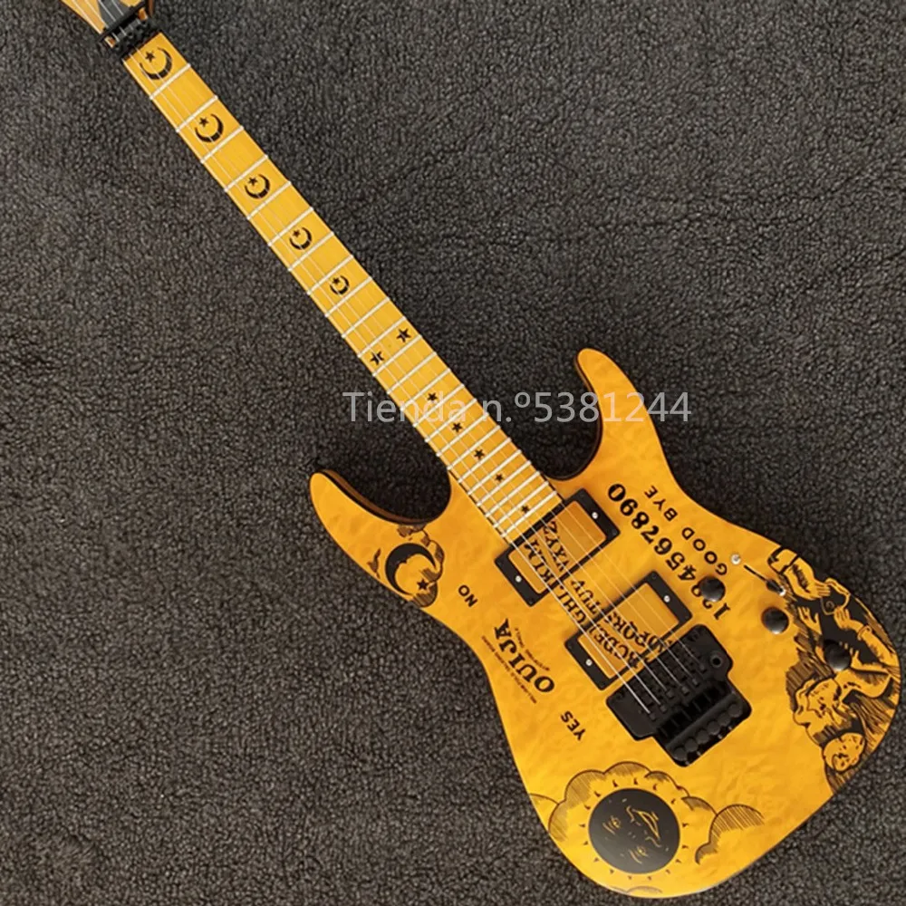 

Free transportation, custom yellow electric guitar, black accessories, maple fingerboard, customizable