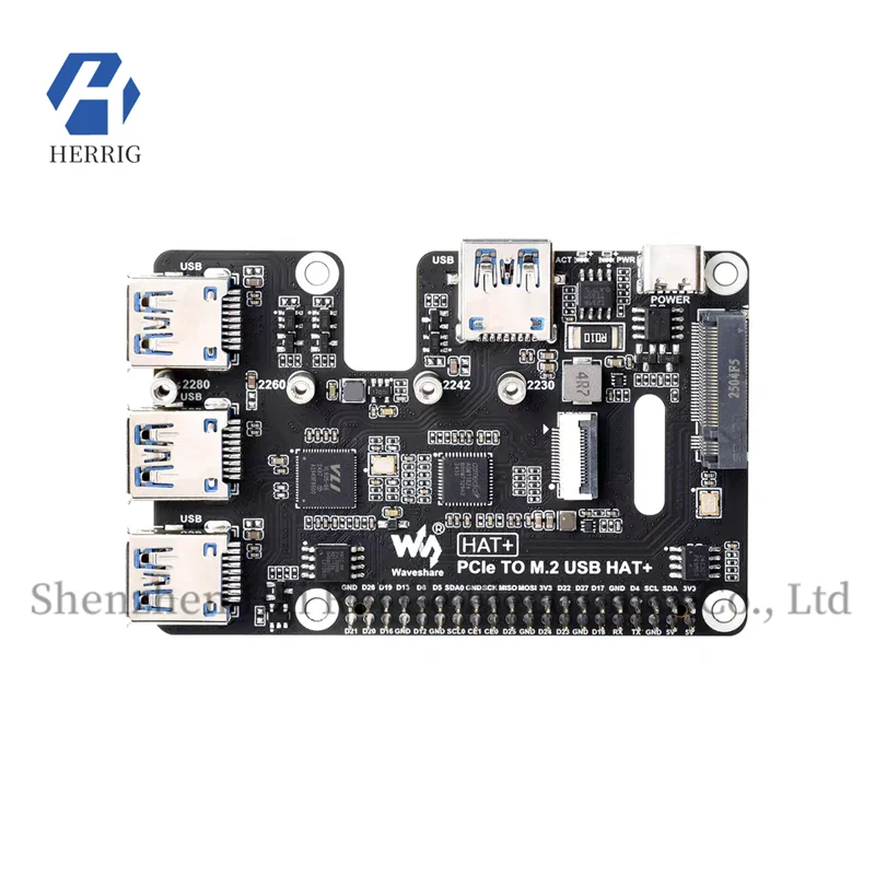 Light Snow Raspberry Pi Pi5 PCIe — 4-портовая плата расширения USB3.2 и M.2 NVMe SSD HAT Standard