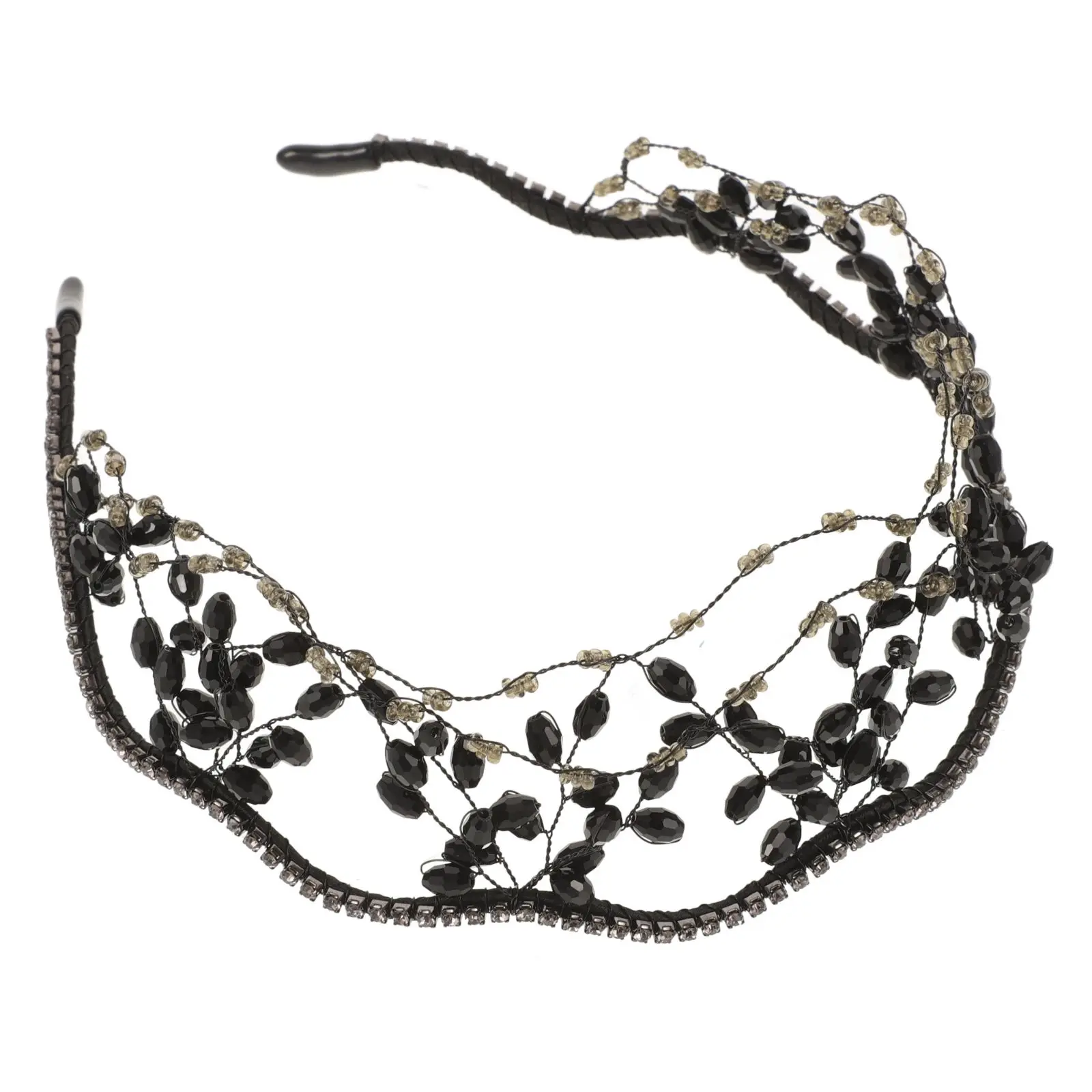 

Rhinestone Headband Crystal Black Rhinestones Glamorous Hair Accessories for Party Wedding Prom Beach Receptions Anniversaries