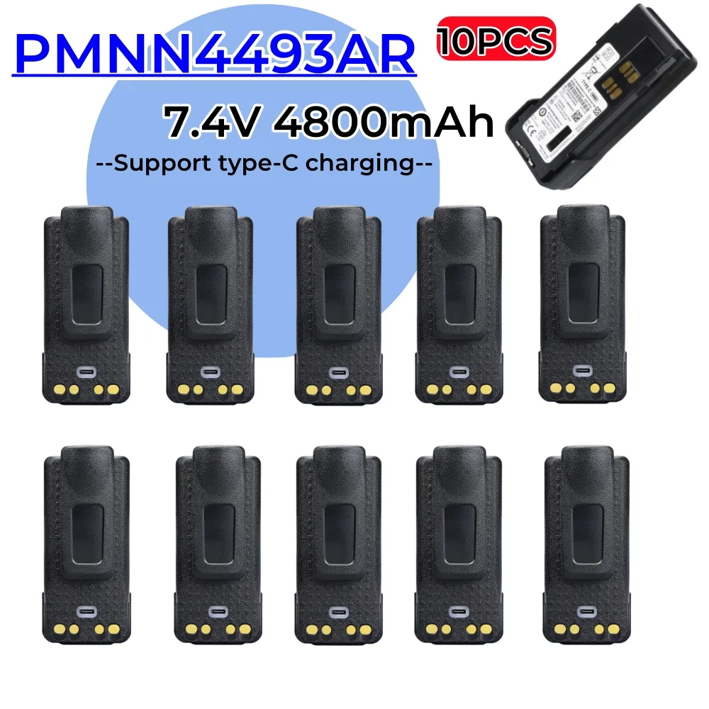 

NEW 10PCS 4800mAh Type-C USB LI-ION Battery PMNN4493AR for Motorola APX1000 XPR3000 DP4601 XPR7350 GP338D DGP5550 DGP8550 Radios