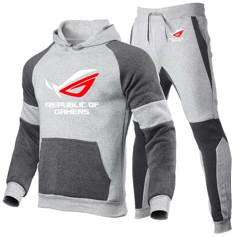 ROG Republic Of Gamers 2024 New Men's Spring and Autumn Zipper Hoodies Sweatpant Harajuku Sports Comfortable Versatile Suit