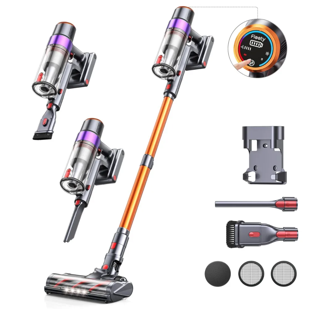 Cordless Vacuum Cleaner, 450W/40Kpa Stick Vacuum Cleaners with Touch Display, 55 Mins Max Runtime, Handheld Anti-Tangle Vacuum