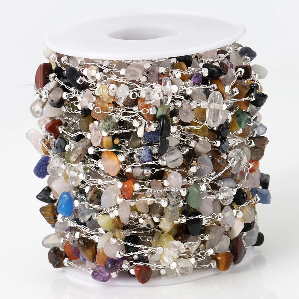 1meter Stone Chain Crystal Irregular Glass Stone Beads Chains Necklace Bracelet Components For DIY Jewelry Making Findings