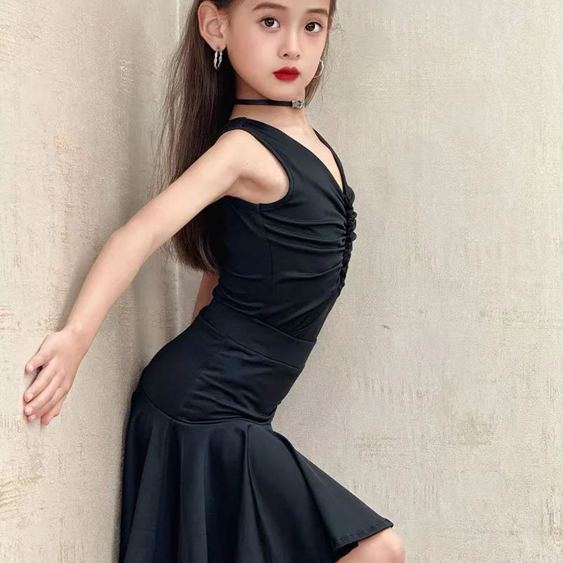 فستان رقص لاتيني للأطفال للفتيات أزياء لاتينية للفتيات تشا تشا سامبا رومبا بدلة مسابقة للأطفال ملابس رقص لمرحلة الأداء