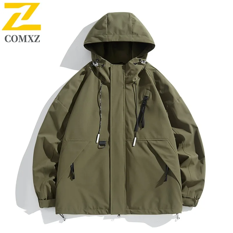 

COMXZ Outdoor Mountaineering Mens Jacket Casual Hooded Durable Motorcycle Jacket Daily Style Lightweight Autumn Clothing