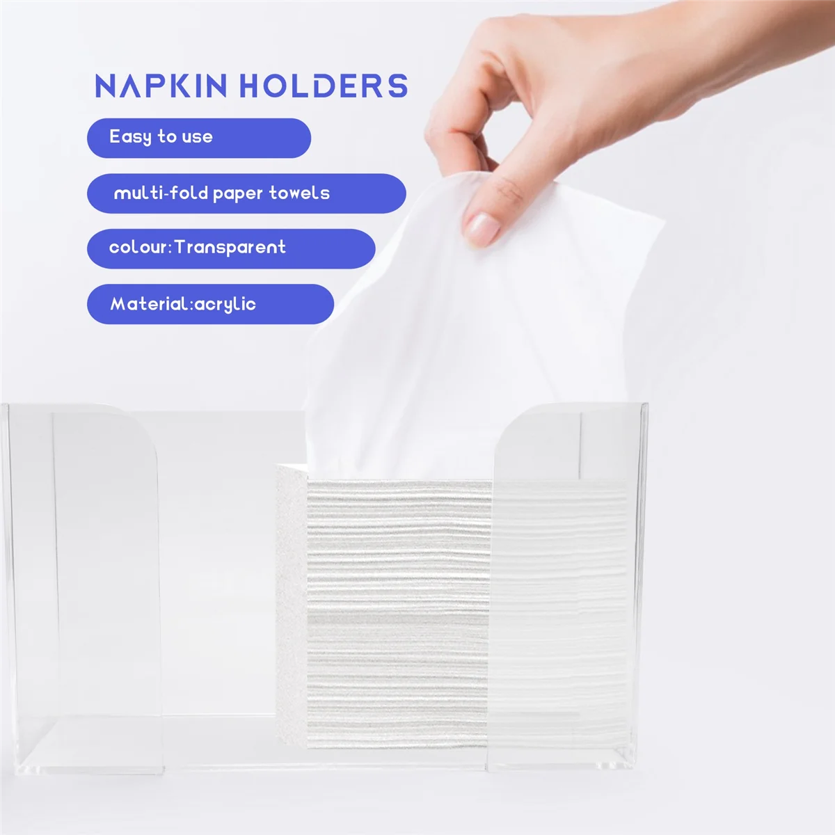 Countertop Paper Towel Dispenser,Clear Guest Towel Napkin Holder, Suitable for Z-Fold, C-Fold or Multi-Fold Paper Towels