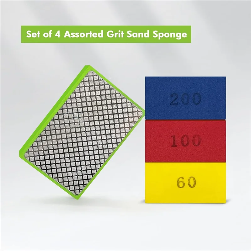 

A20F-4PCS Алмазные ручные полировальные подушечки, Алмазные шлифовальные подушечки для плитки, стекла, камня, зернистость 60, 100, 200, 400, инструменты для плитки