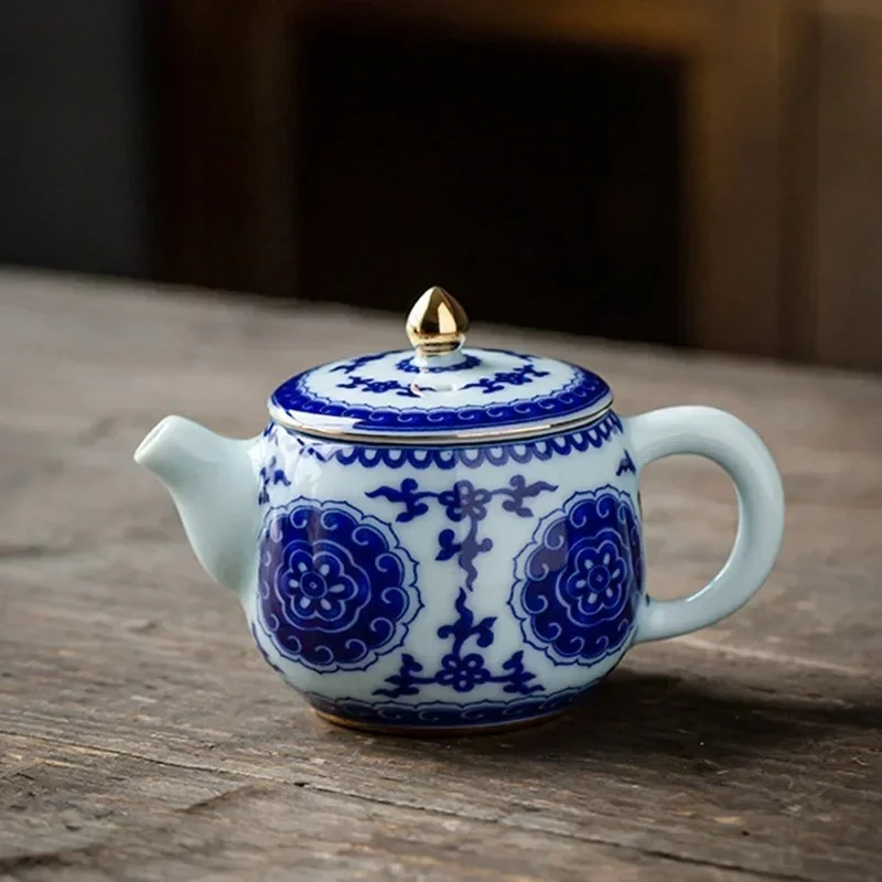 Teapot Ceramic Single Teapot Household Filter Small Number Manual Painting Golden Kung Fu Tea Set Celadon Teapot Tea Pot