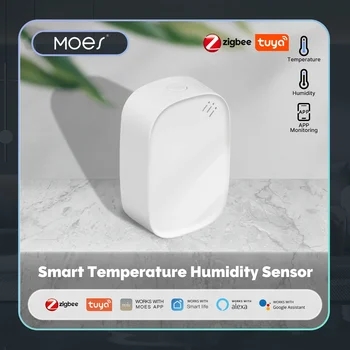 MOES Tuya Zigbee Smart Temperatuur-vochtigheidssensor Indoor Hygrometer APP Monitoring Werkt met Alexa Google Home Batterijaangedreven