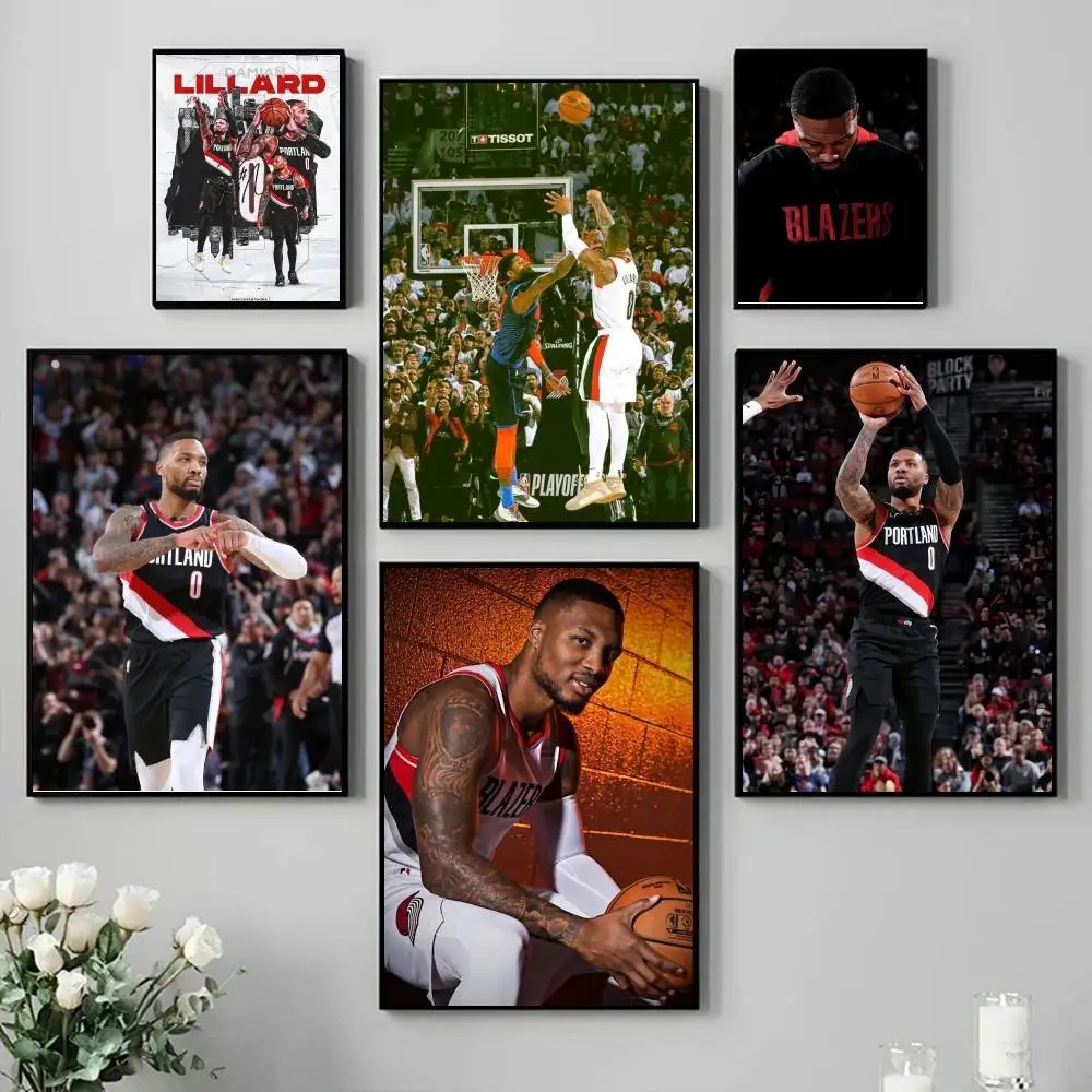 D-Damian L-Lillard Poster Self-adhesive Art Waterproof Paper Sticker Coffee House Bar Room Wall Decor