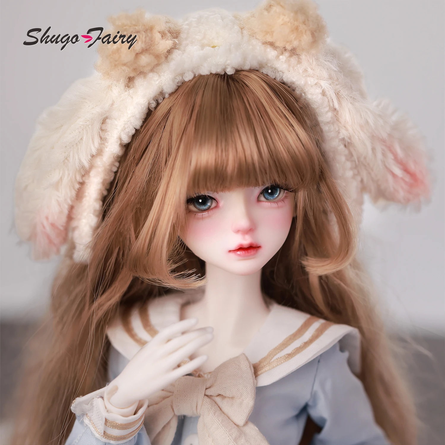Bjd Doll 1/4 Sadie Head Femmina Otaku Stile Preppy Gonna corta navale con copricapo Shugafairy Set completo