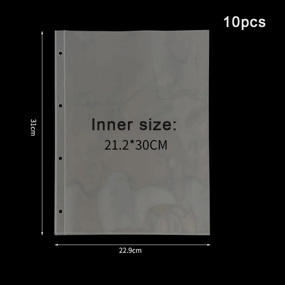A4 Helder 10 Stuks Fotoalbum Navulpagina's Bestandsbeschermer 4/11 Gaten 6×4 8×10 4/11 Ringband Fotokaarten Ansichtkaart Kaart Notebook - afbeelding 1
