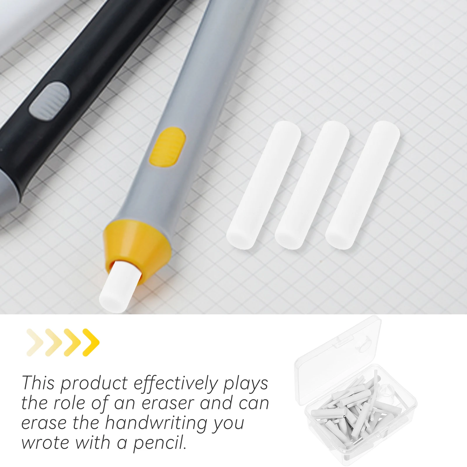 

70 Pcs Electric Eraser Replacement Core Rubber Pen Portable Refill Whiteboard Pencil Erasers for Mechanical