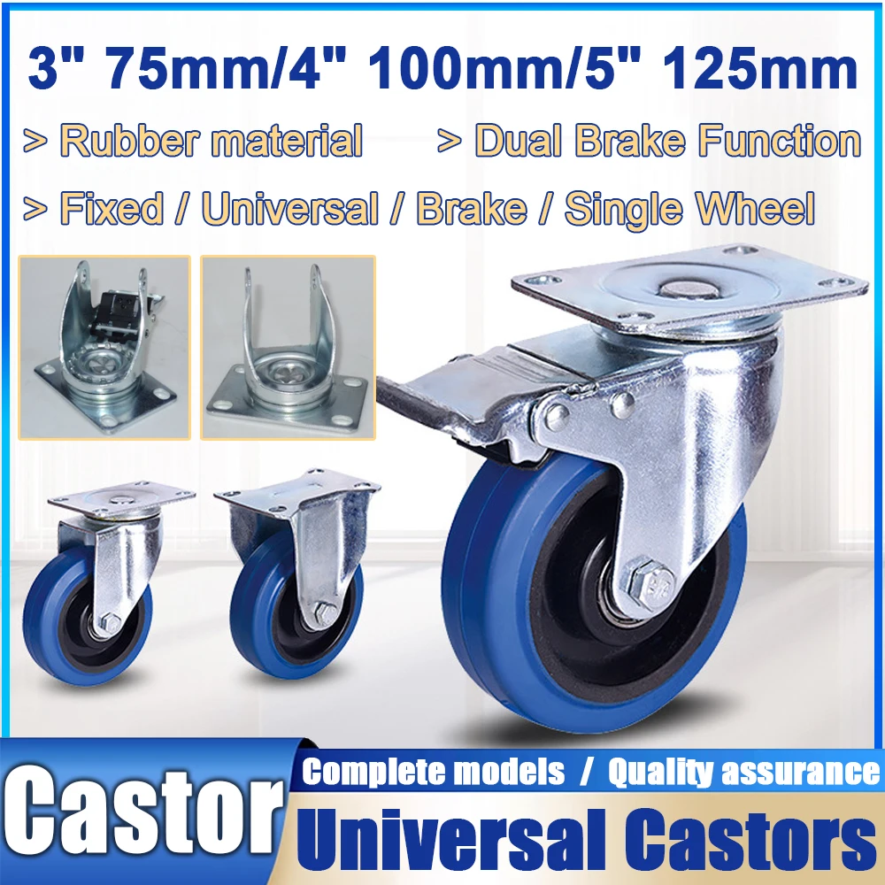 

universal wheels, 3/4/5 Inch rotating casters, fixed wheels, furniture project carts, single wheel rubber baseball heavy duty
