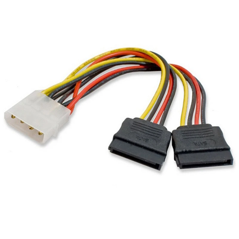 A98E-10Pcs Laptop Adapter 4Pin IDE Molex To 2 Serial ATA SATA Y Splitter Hard Drive Power Supply Cable Computer Cable