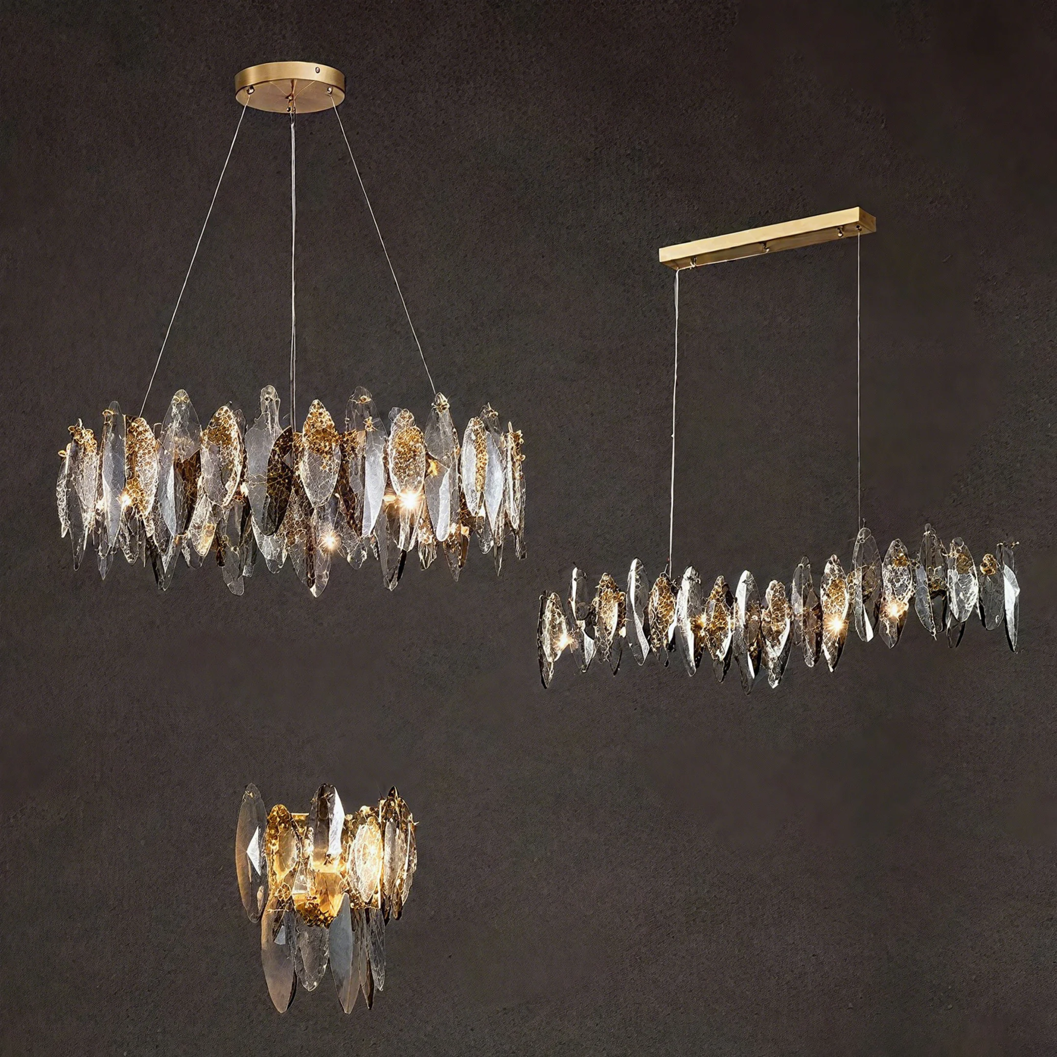 AiPaiTe تخصيص عكس الضوء الحديثة الثريا قلادة ضوء السقف حلقة مستطيلة كريستال قطاع والأجهزة لغرفة المعيشة