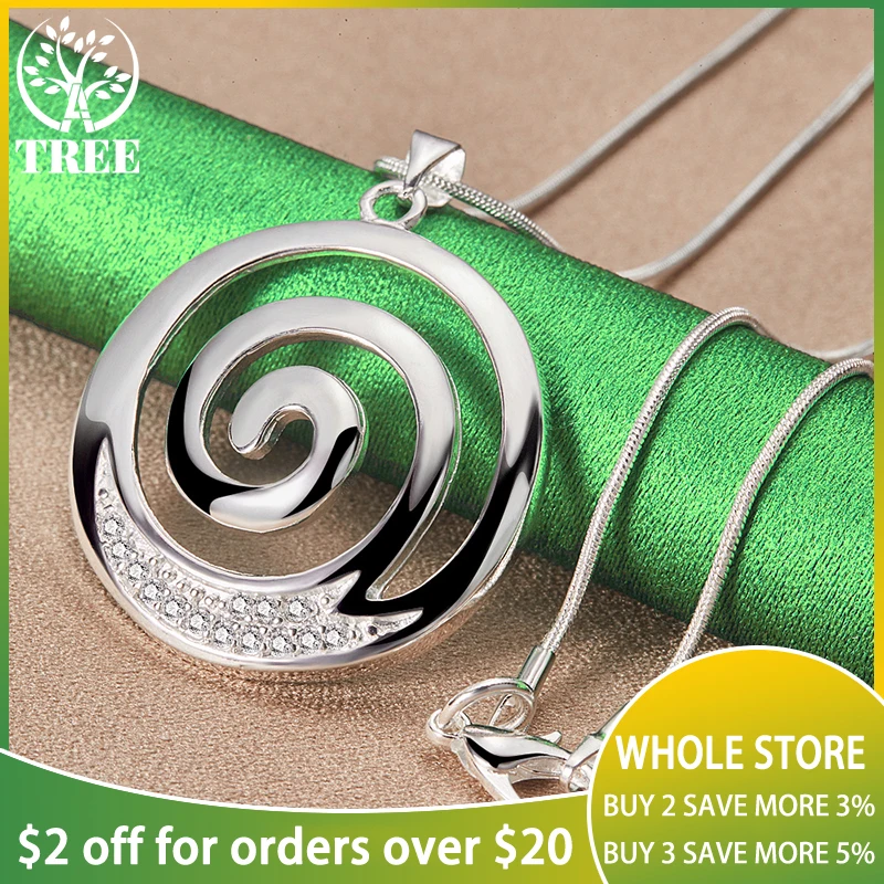 

ALITREE 925 Sterling Silver Vortex Zircon Pendant Necklace For Women necklaces Fashion Party Birthday Wedding Charm Jewelry Gift