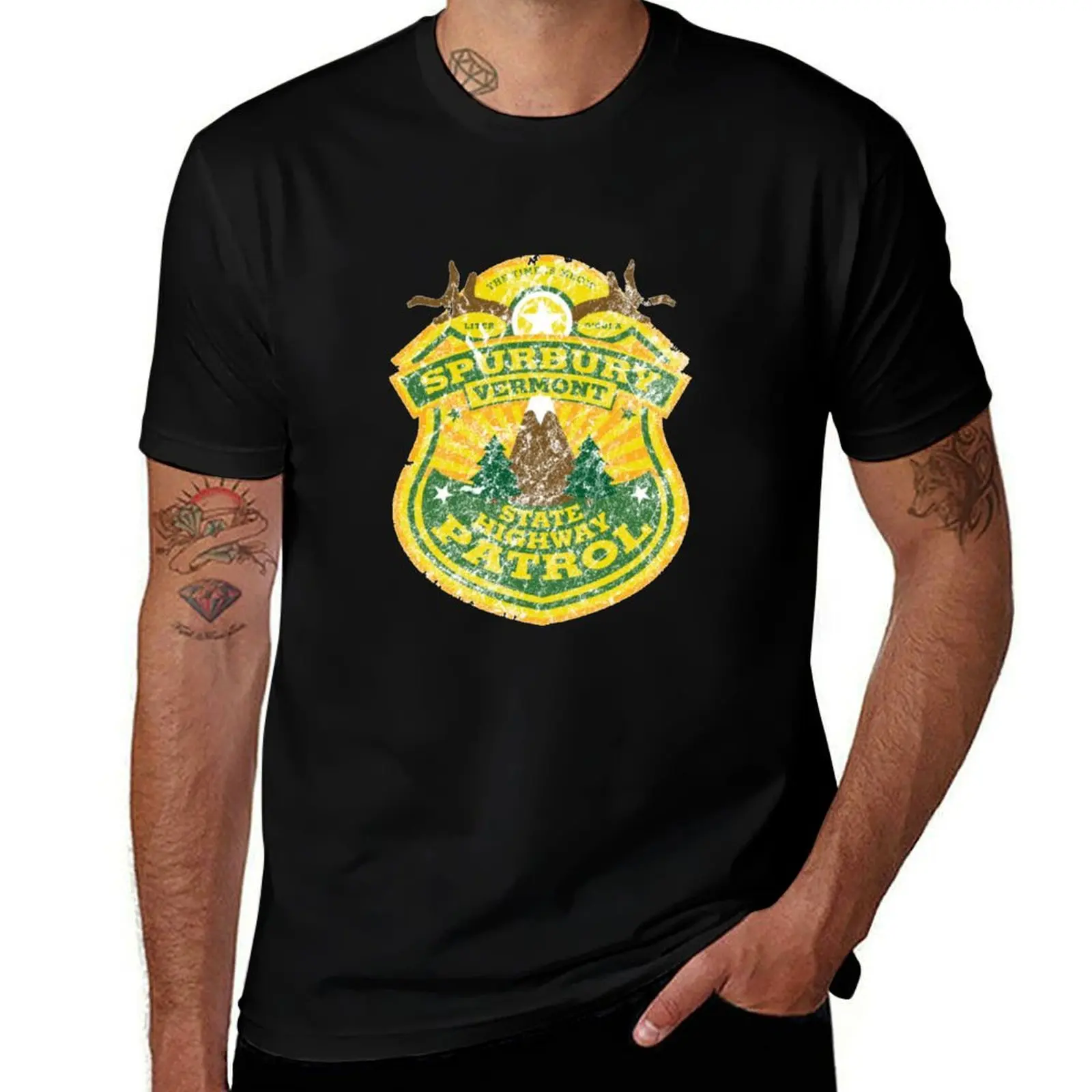 Футболка Spurbury State Highway Patrol Vermont с летним принтом и коротким рукавом