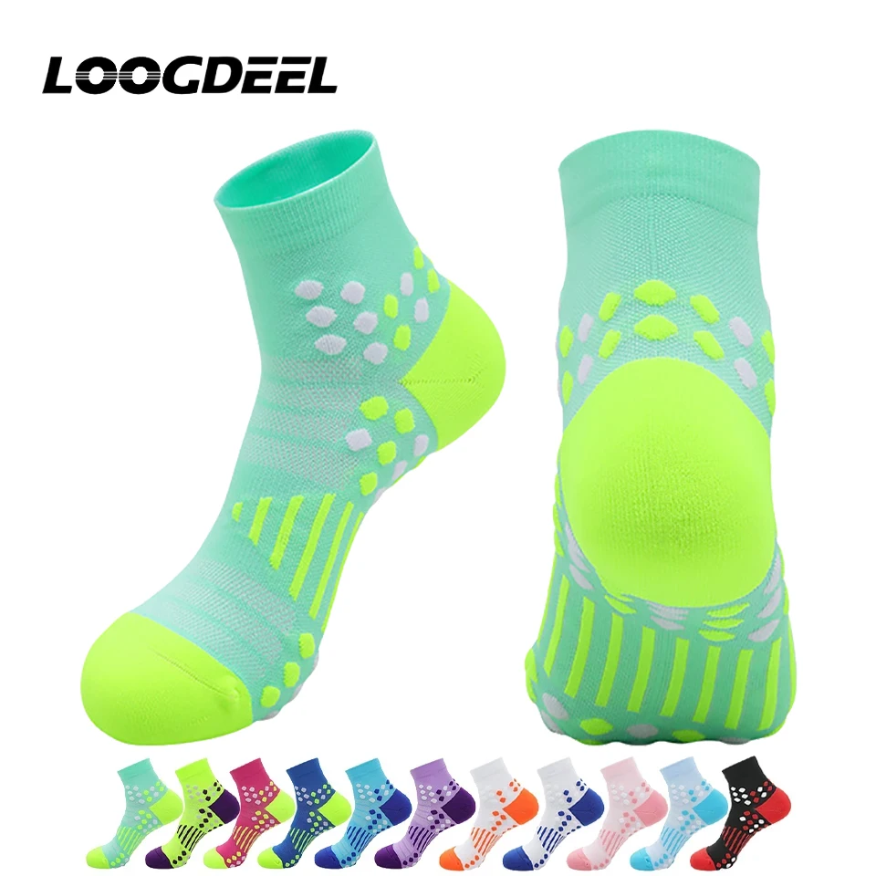 Loogdeel 1 Paar professionelle Marathon-Laufsocken, Crew-Radsocken, Terry-Sohle, Wandersportsocken, Badminton-Socken, Unisex