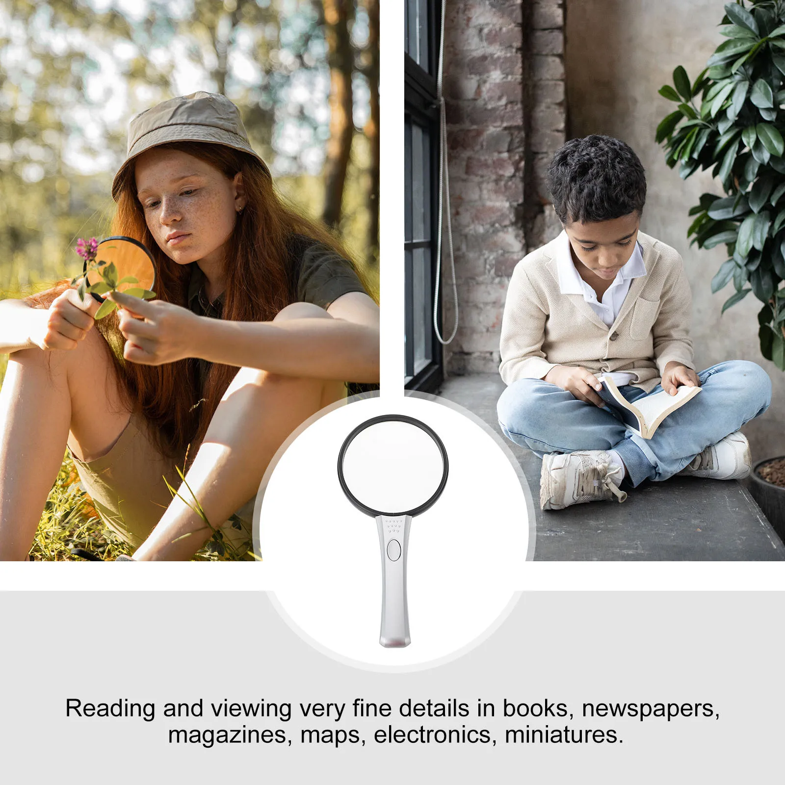 

1pc Handheld Led Magnifier High Definition Acrylic Lens Portable For Reading Books Maps Electronics Inspection Elderly Kids Use