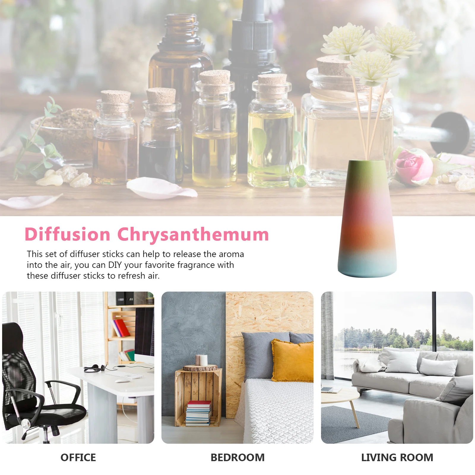 

100pcs Diffuser Flowers Aromatherapy Accessories Chrysanthemum Essential Oil Decor Plastic PE Material Evaporate Perfume Home