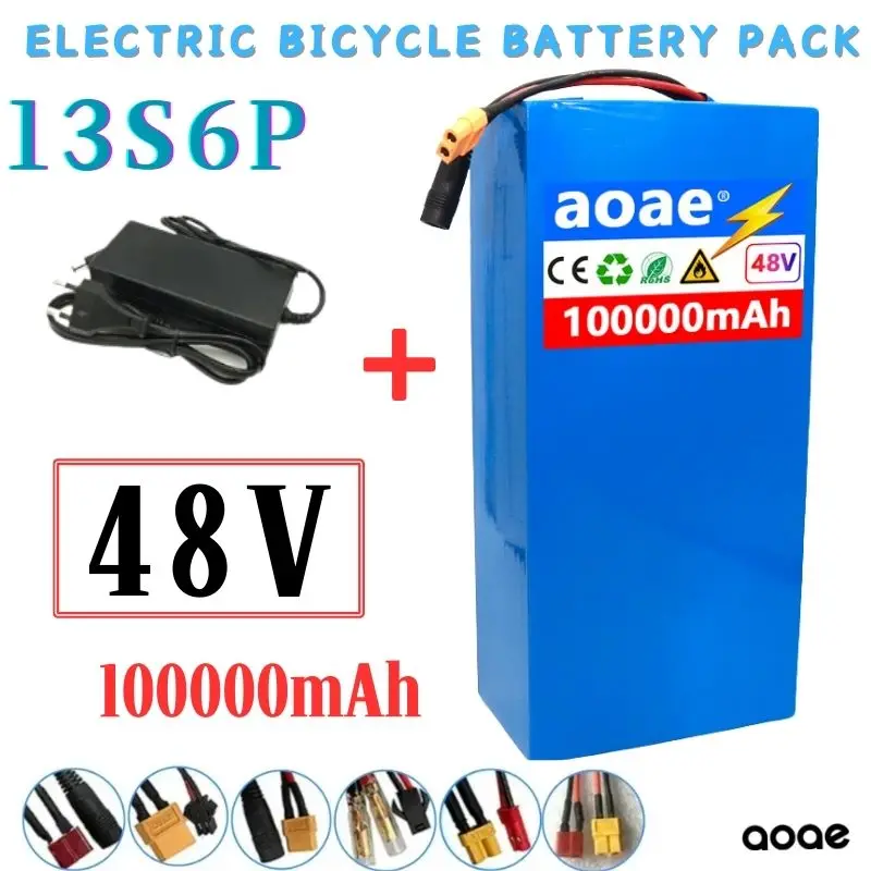 48V 100Ah 13s6p Epoxy board lithium battery pack 2000W electric bicycle unicycle battery with built-in 50A BMS+54.6V 2A charger