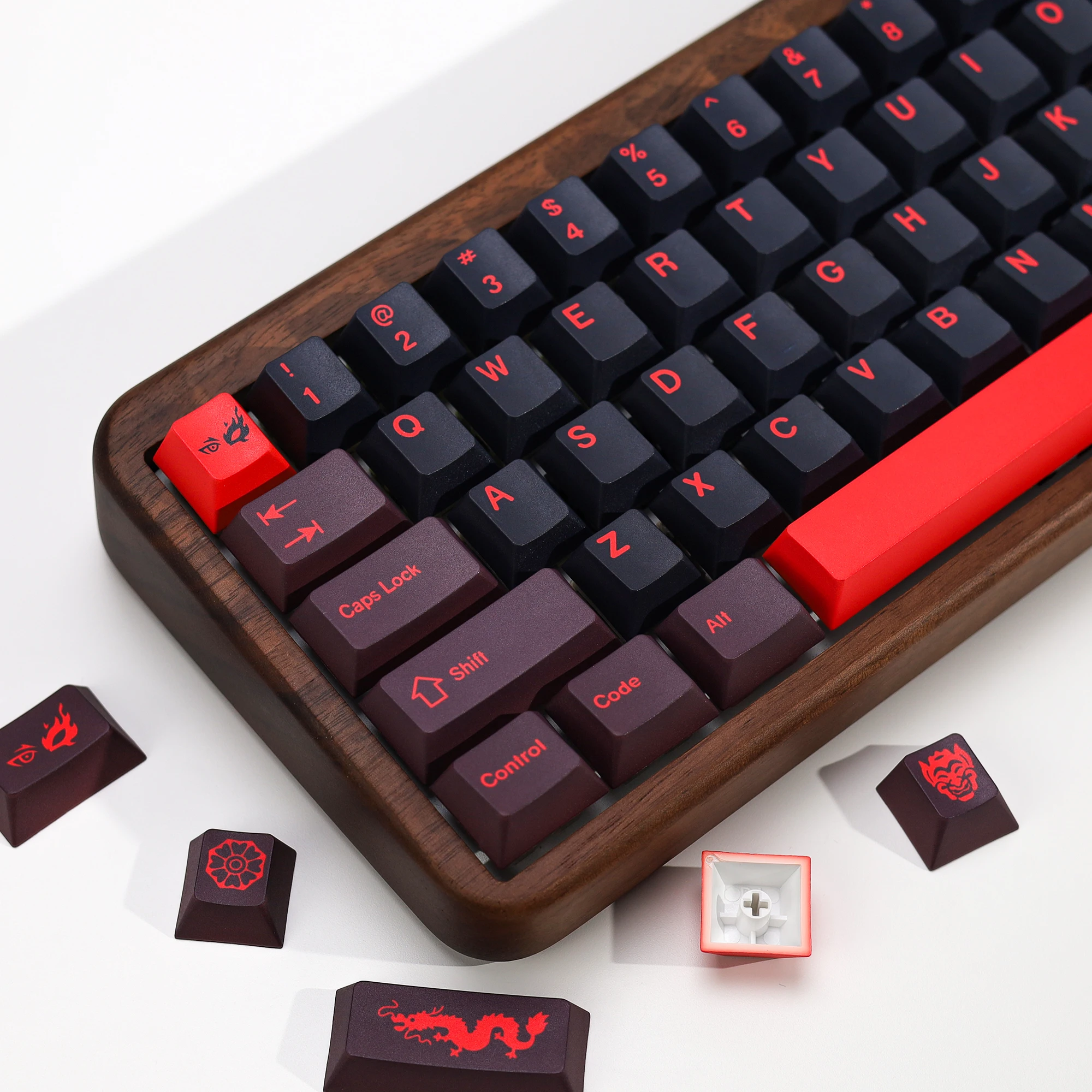 KBDiy143 Keys GMK Red Dragon Keycaps Set PBT Cherry Profile Retro Keycap Custom For Mechanical Keyboards Gaming ISO 60 61 75%