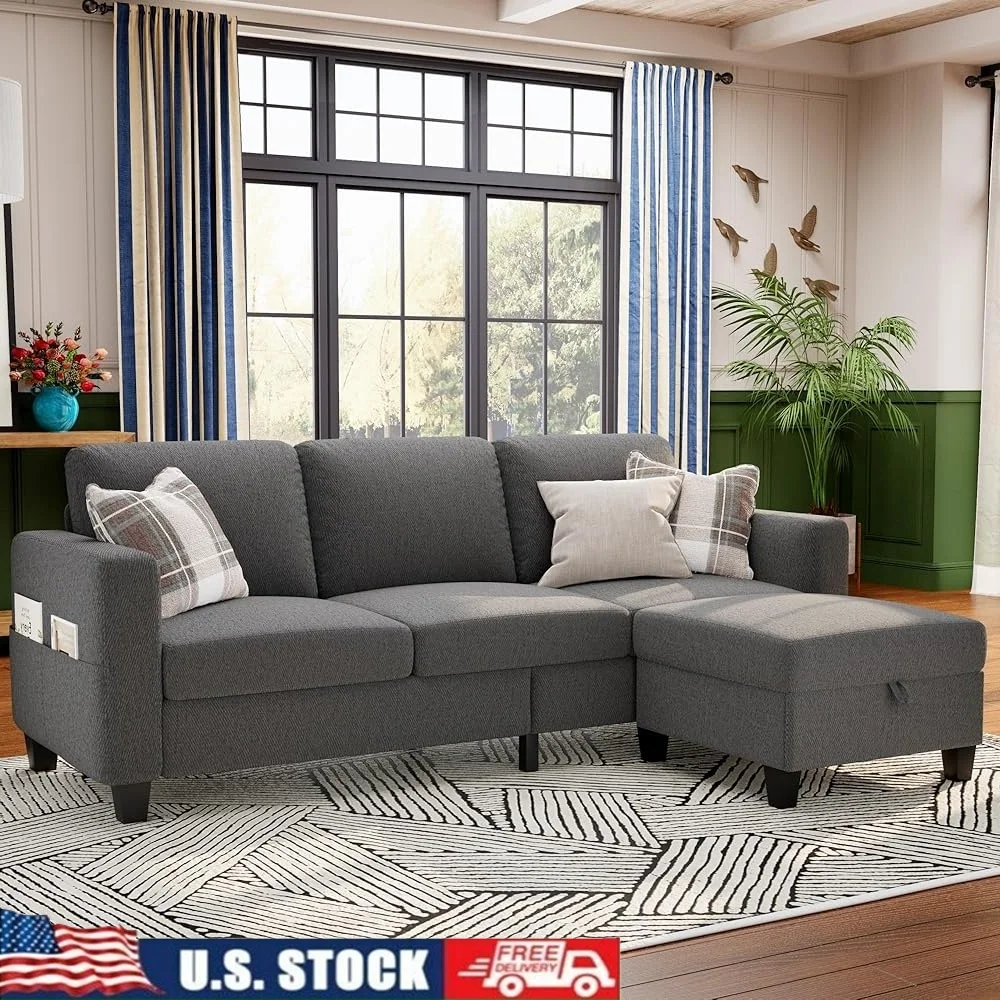 

Comfortable Sectional Sofa Couch with Storage Bench Ergonomic Design Living Room Ample Seating Modern Corner Configuration