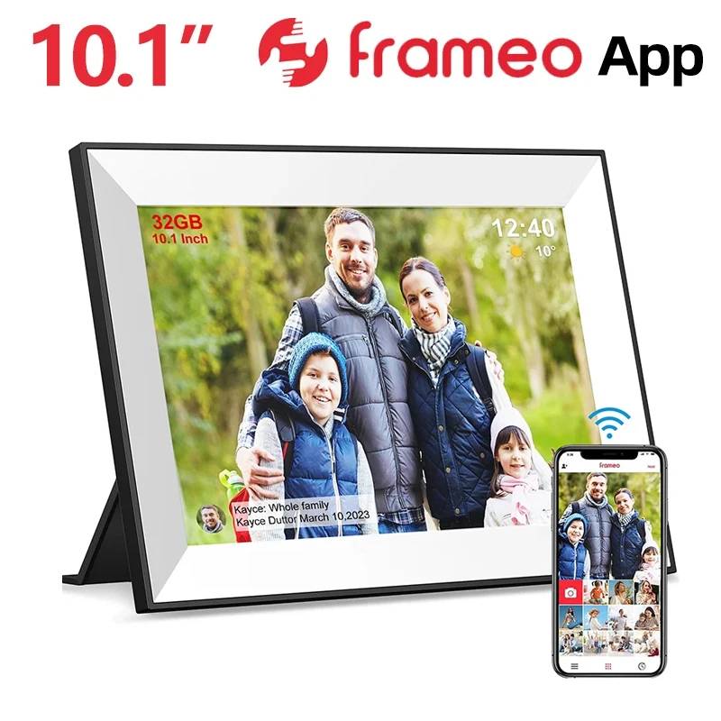 

10.1 Inch WiFi Digital Picture Photo Frame 1280x800 IPS Touch Screen 32GB Frameo Smart Photo Frame APP Control Auto Rotation