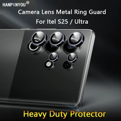 For Itel S25 / Ultra Thin Clear Back Camera Lens Protector Cover Shield Metal Ring Guard Tempered Glass Film Cap