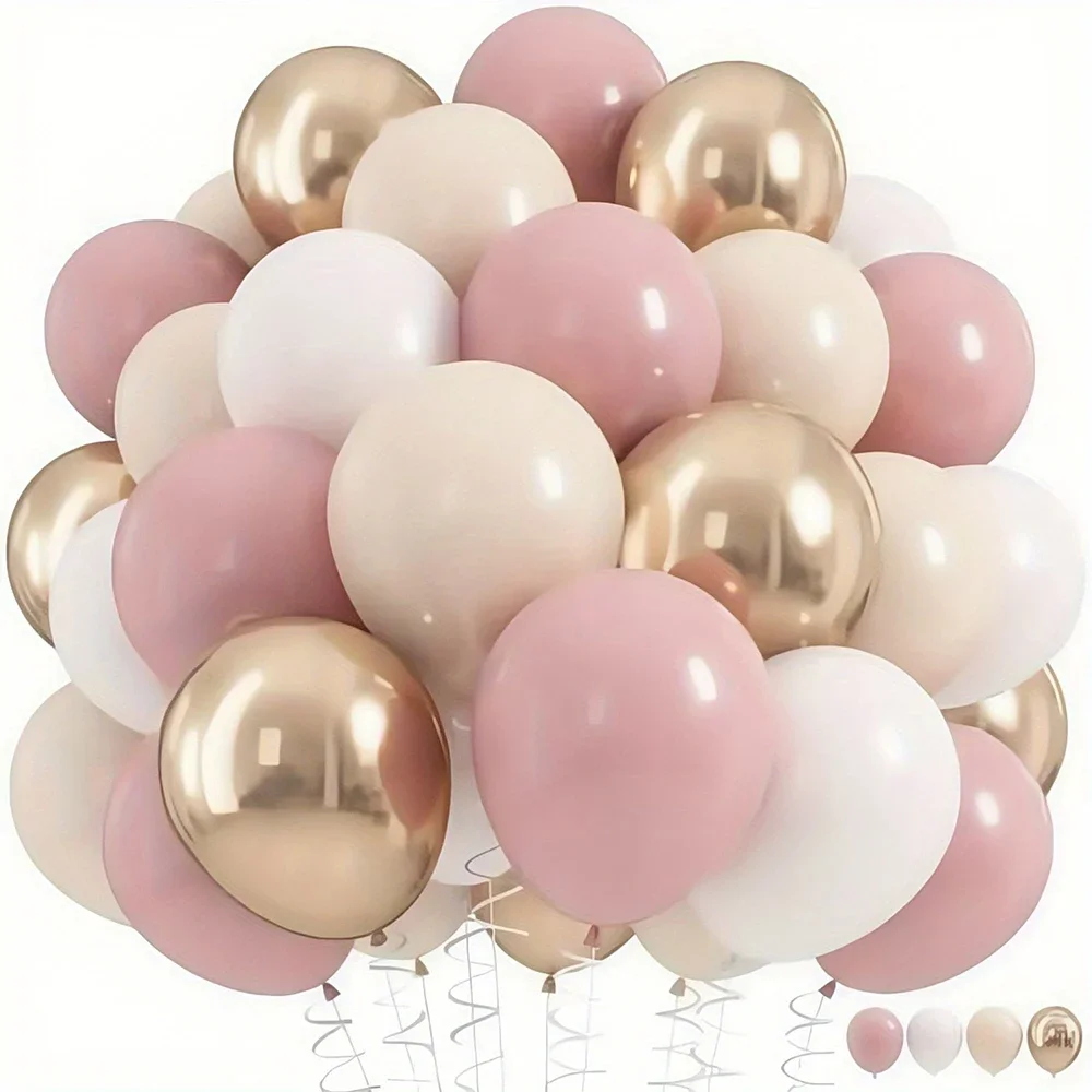 32/52/62pcs Macaron Pink Retro Sand White Champagne Golden Balloons Set For Birthday,Party,Wedding,Valentine's Day, Anniversary