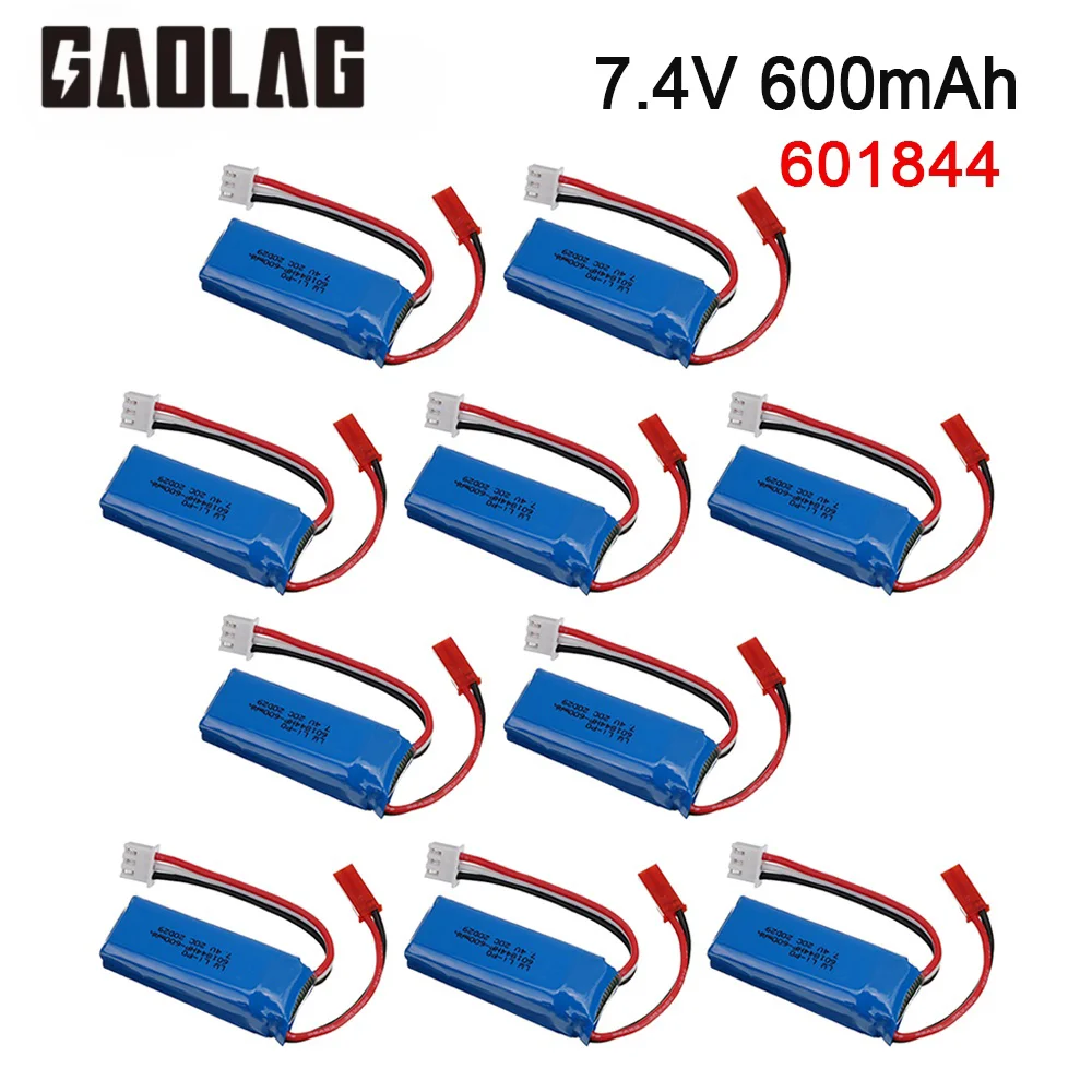 7.4V 600mAh 20C bateria Lipo dla WLtoys K969 K979 K989 K999 P929 P939 RC Crawler RTR dryfujący samochód części zamienne do baterii 2S