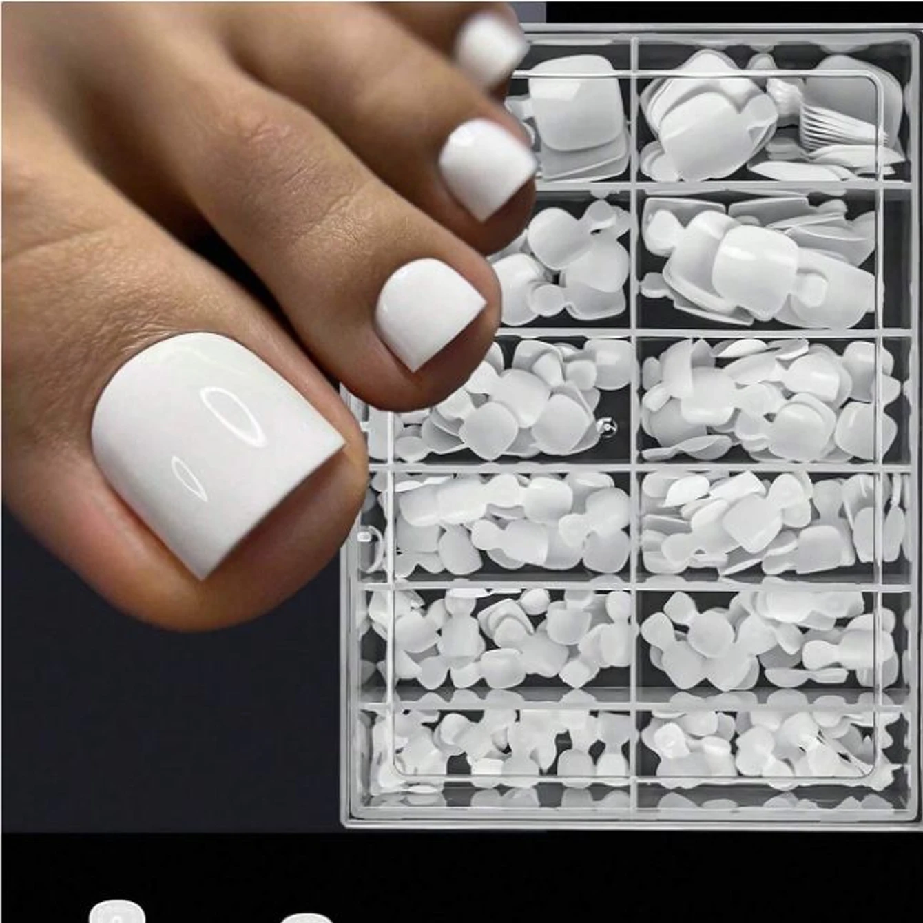 120PCS/PCS Women'S White Fake Toe Nail Press, Perfectly Fits The Nail, Reusable Acrylic Fake Toe Nail
