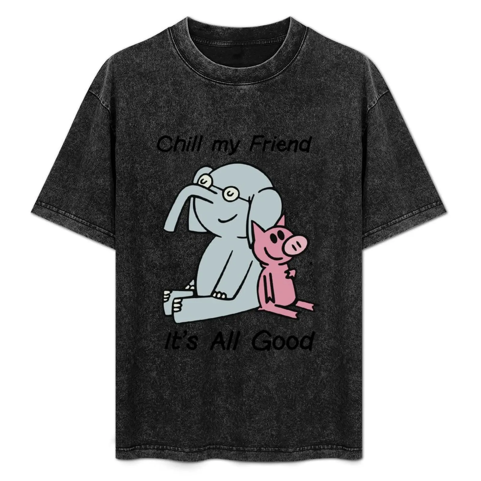 

elephant and piggie 3 T-Shirt Basic Solid Color Short Sleeve Cotton Top