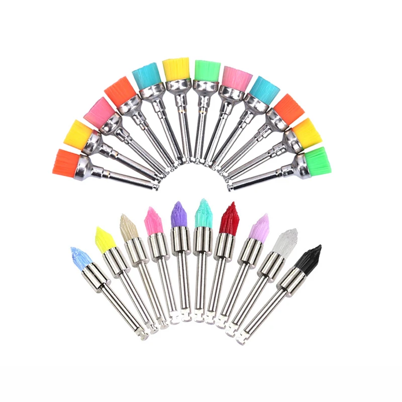 100 قطعة فرش بروفي للأسنان تلميع الملمع النايلون المتاح مزلاج نوع مختلط اللون بلات تستخدم لإزالة البقع وتلميع