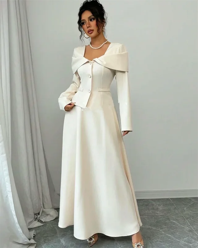 Customized Intricate Jersey prom dresses Pleat Button A-line Square Neck Midi Dresses Bespoke Occasion Dresses evening gown