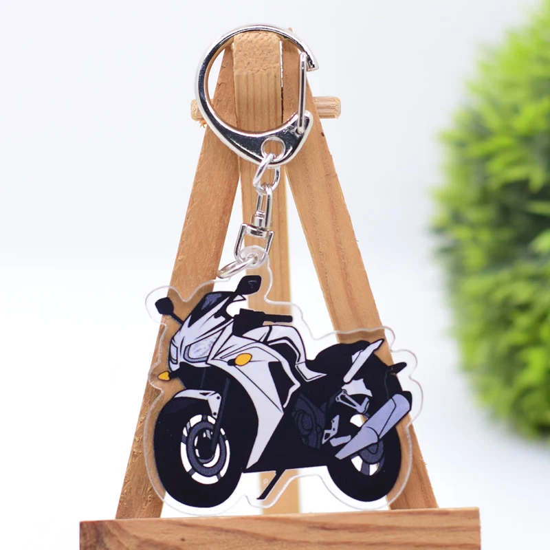 Motorcycle Keychain Clear Acrylic Key Chain Pendant Accessories