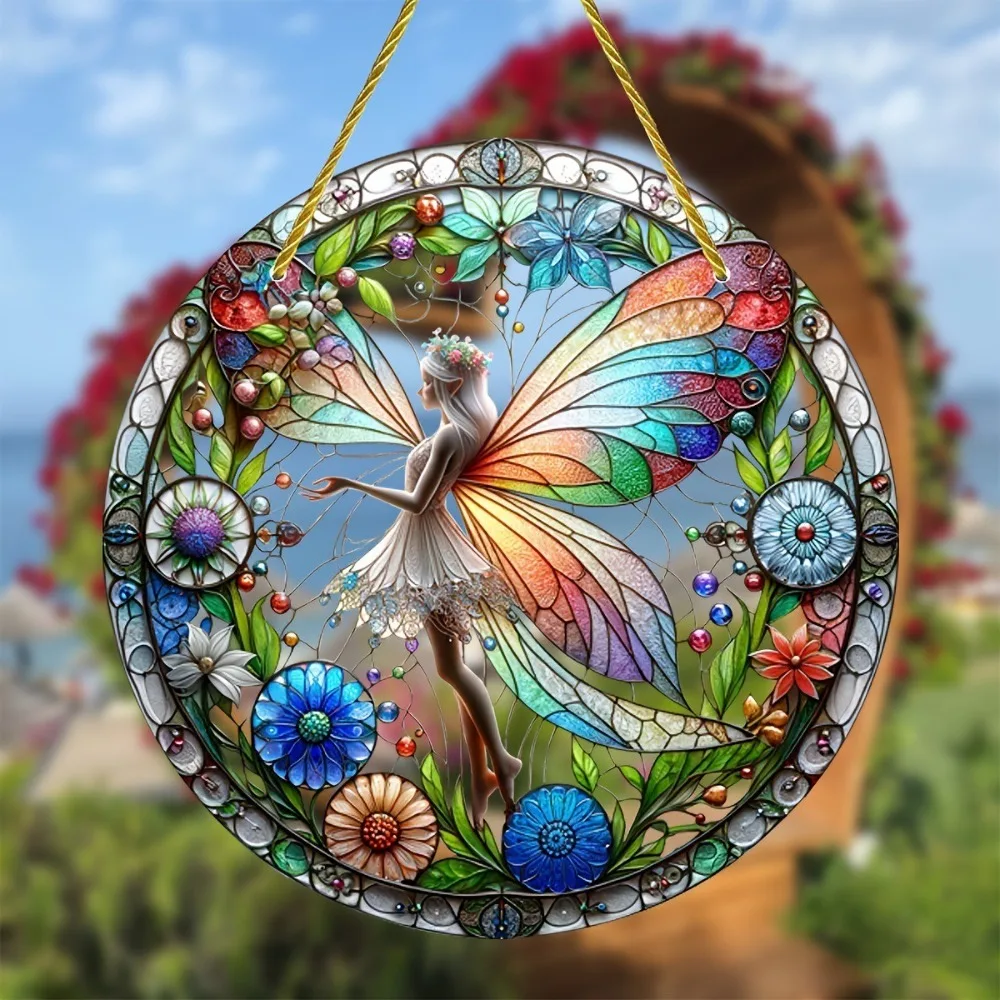 Decoration Forest Fairy Sun Catcher Acrylic Glass-Style Fairy Suncatcher Colorful Garden Decor Window Light Catcher Home