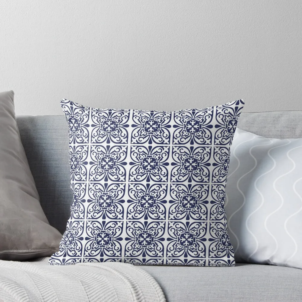 

Hamptons Navy Blue White Moroccan Trellis Pattern Throw Pillow Pillowcase Cushion Christmas Covers pillow