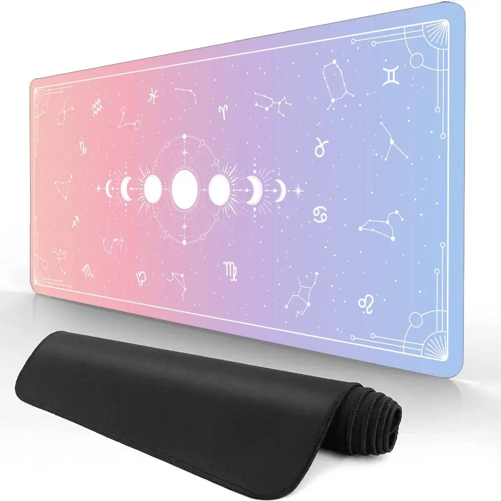 

Милый коврик Kawaii Goth Witchy Tarot Alter, эргономичный черный коврик для мыши, большой размер, игровой коврик для мыши, пастельный настольный коврик с фазой Луны, 900x400 мм