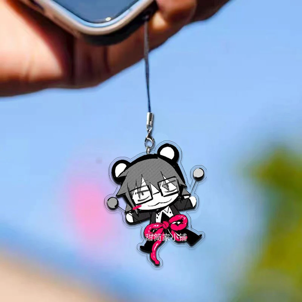 Anime Ranfren Randal Satoru Keychain Cosplay Acrylic Key Chain Rope Phone Chain Cute Figure Pendant Bag Accessories Unisex Prop