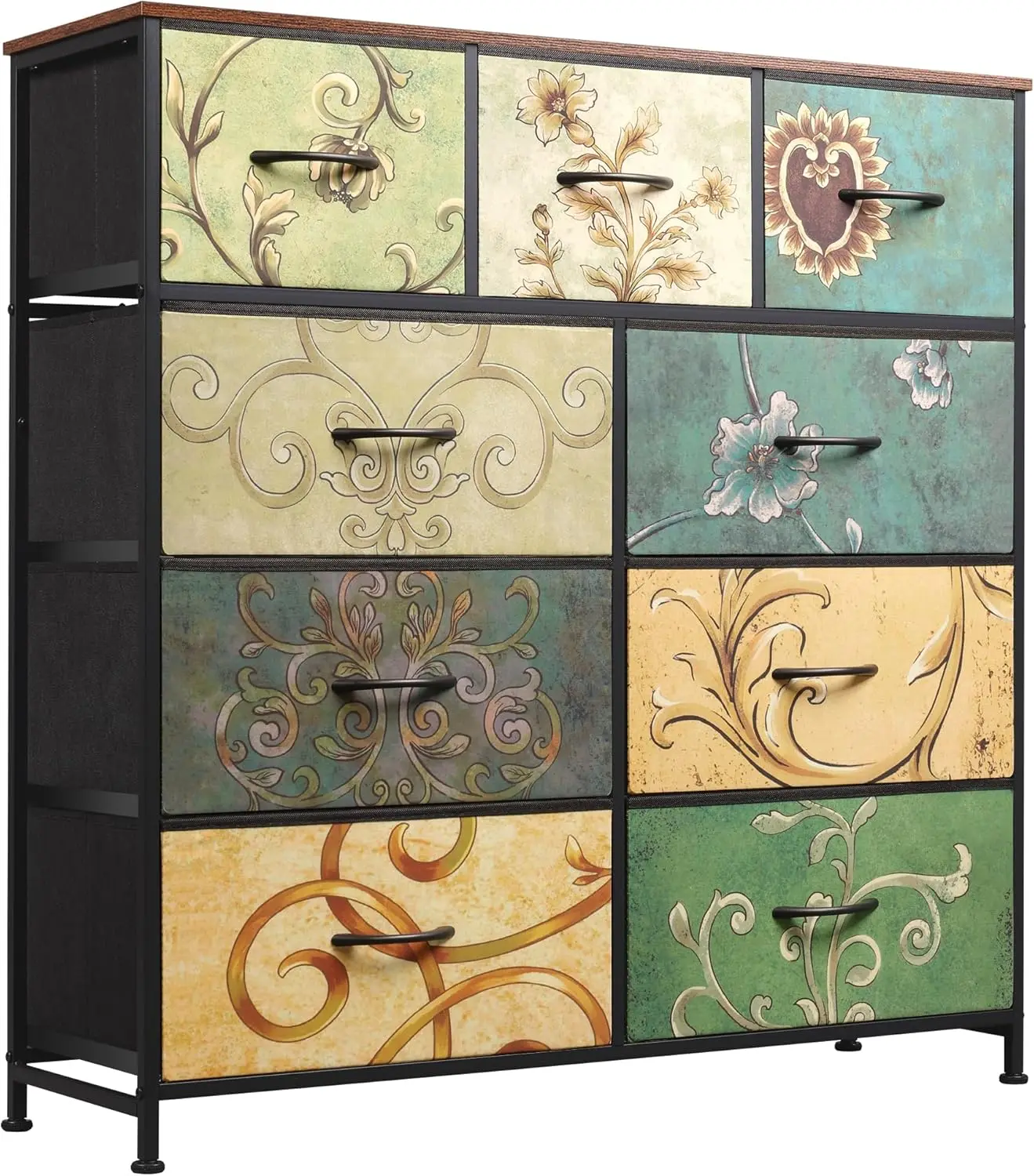 

9-Drawer Dresser Fabric Storage Tower for Bedroom Hallway Entryway Closet Tall Chest Organizer Unit with Fabric Bins Steel Frame