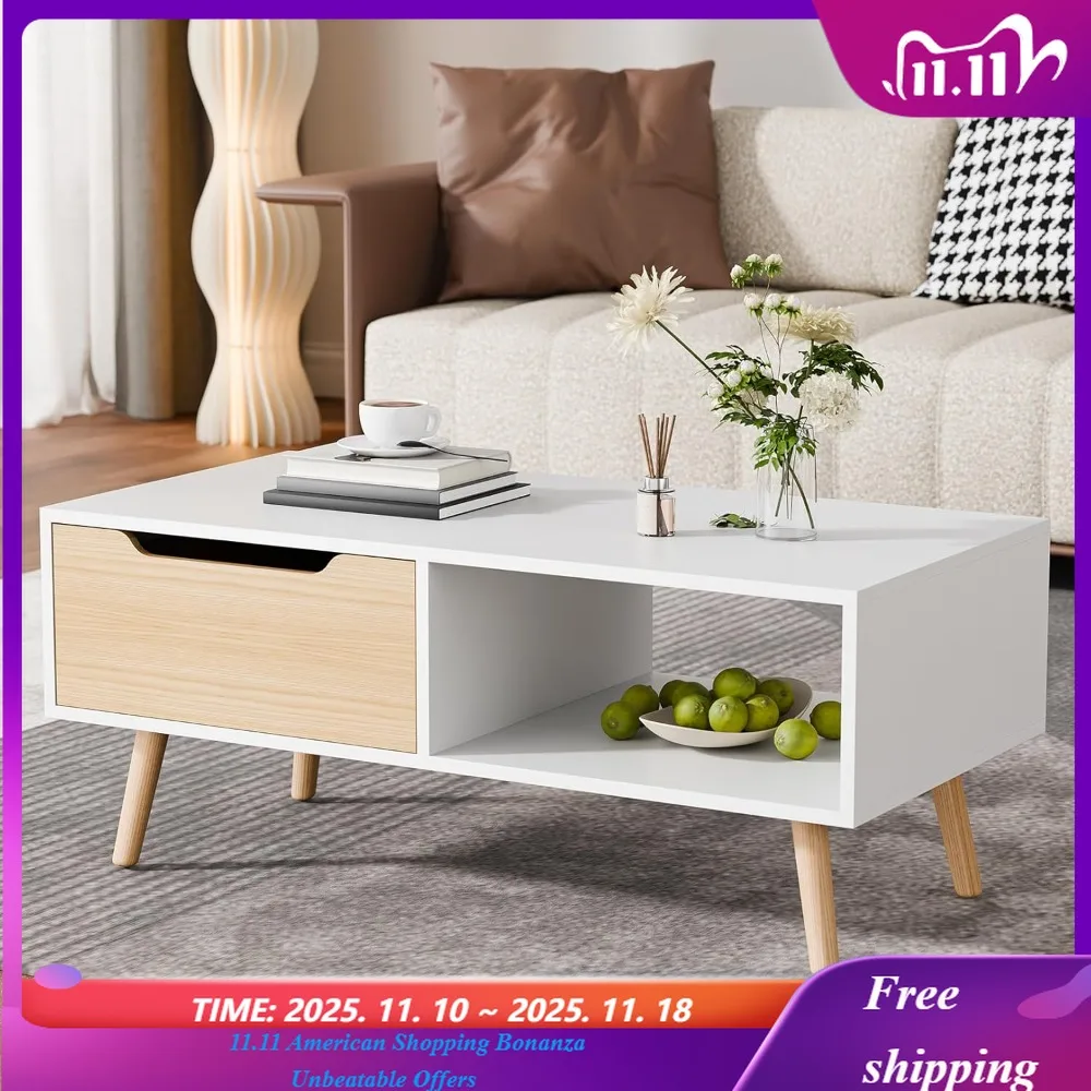 

Современный журнальный столик, деревянный кофейный столик с местом для хранения, минималистичный столик для прихожей, журнальный столик в стиле середины века, на заказ