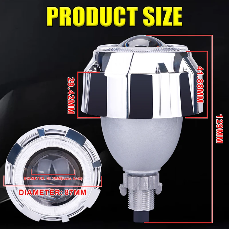 2.5 ''ثنائية جهاز عرض LED H4 مرحبا/لو شعاع العدسات 6000K مشرق الأبيض H7 H1 9005 9006 ضوء المصباح 5600 واط ل اكسسوارات السيارات KQ