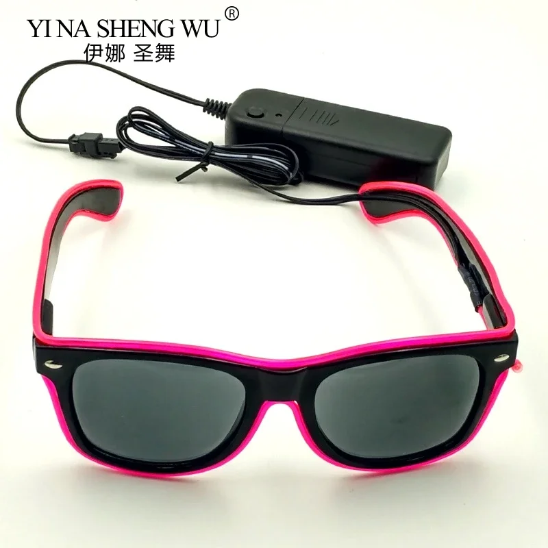 Nuovi occhiali lampeggianti EL Wire Occhiali LED Incandescente Forniture per feste di Halloween Illuminazione Novità Regalo Luminoso Festival Glow Occhiali da sole